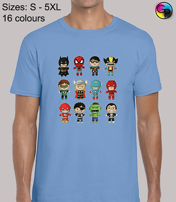 Baby Superheroes Mens T Shirt Funny Iron Spider Hulk Design Top Man Thor Loki