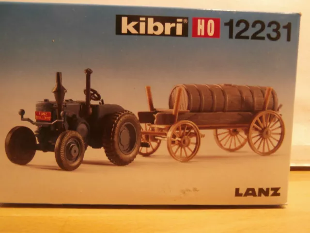 H0 Bausatz Lanztraktor mit Fasswagen, Kibri, 12231