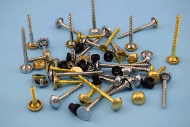 Mirror Screws Choose - Size/Type Available Flat,Dome,Chrome & Brass High Quality 2