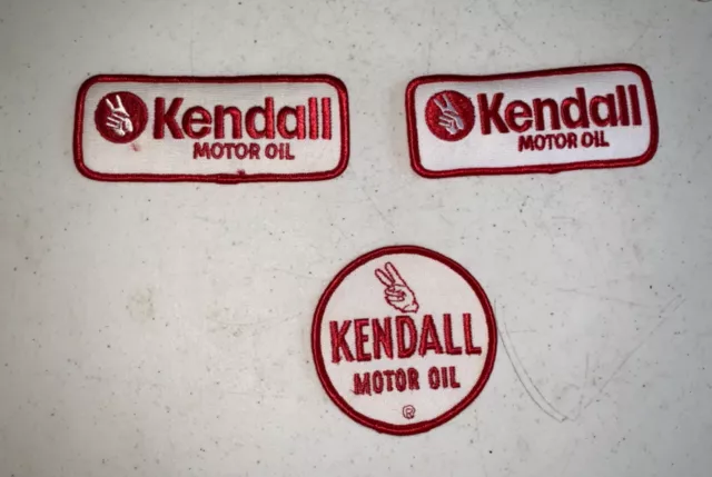 3 unused Kendall Motor Oil sew on patches NOS gas oil advertising