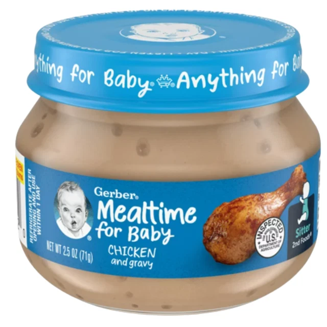 10 PACK Gerber 2nd Foods Mealtime for Baby Baby Food, Chicken & Gravy, 2.5oz Jar