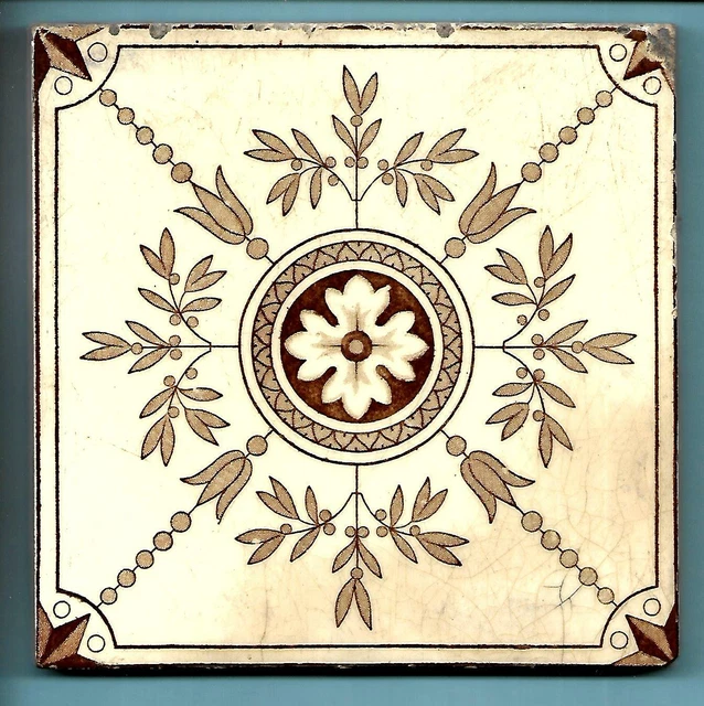 Antique Minton Hollins Floral Tile C1890