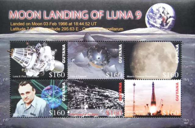 GUYANA 2006 KLB 7839-44 Raumfahrt Luna 9 Korolev Molniva Rakete Rocket Space MNH