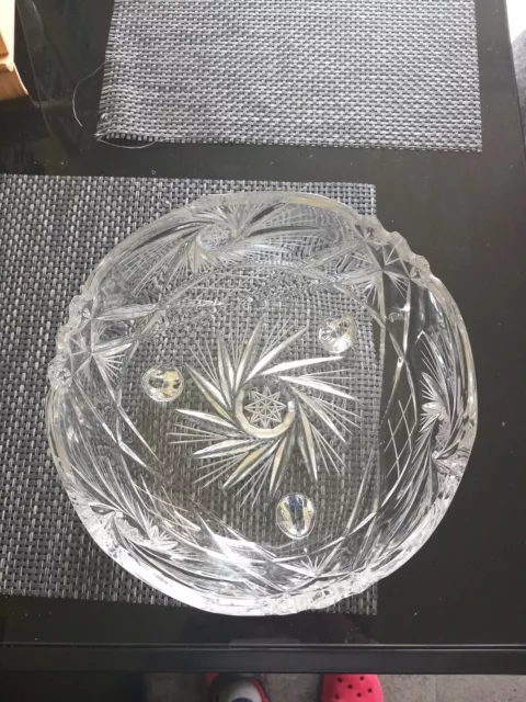 Large Heavy Lead Crystal Cut Glass Fruit Trifle Bowl 8.5"