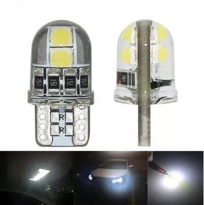 2 Ampoules T10 LED W5W Veilleuse Blanche Canbus Gel lampe 4smd pour Voiture