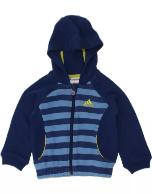 ADIDAS Baby Boys Graphic Zip Hoodie Sweater 9-12 Months Navy Blue Striped AV06