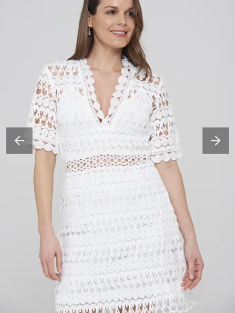 Frock & Frill Aliana White Crochet Lace Dress Size 10 RRP£95