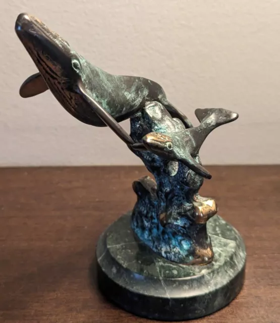 Humpback Whale and Calf Sculpture Bronze SPI Gallery Statue Figurine 6"