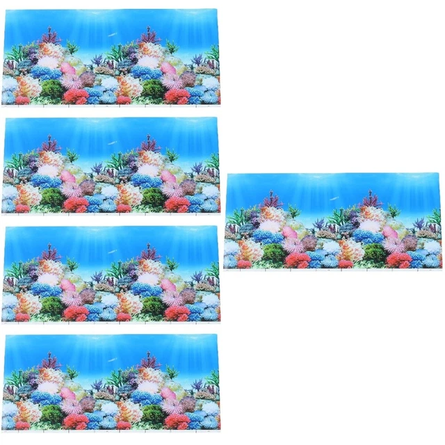 5 PCS Adhesive Poster Underwater Fish Tank Background Paper 3d Picture Stickers