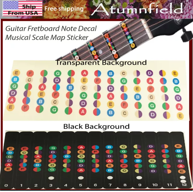 Guitar Decal Fretboard Note Finger Board Musical Scale Map Sticker Trainer Learn