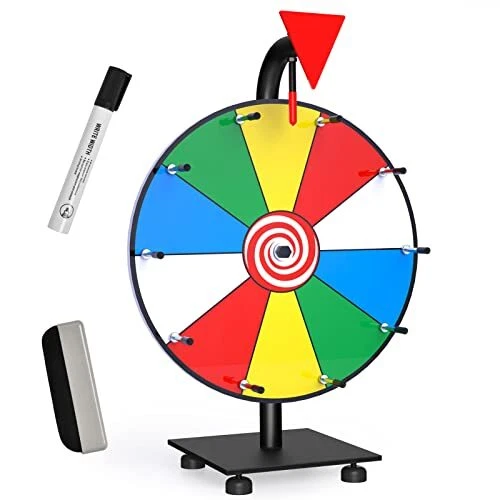 12 inch Spinning Prize Wheel, Heavy Duty Base with 10 Color Slots 12in