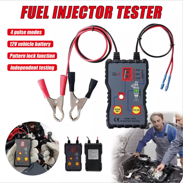 12V DIY Fuel Injector Tester Cleaner Kit 4 Pulse Modes 4 Test Leads