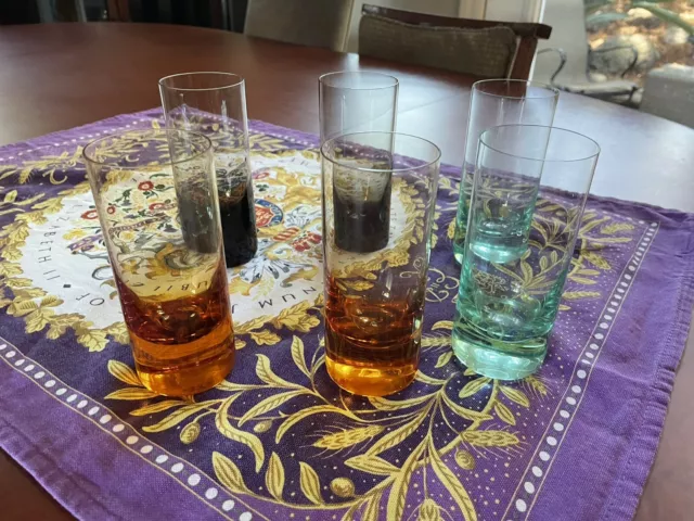Multi-Colored Moser Glass Shot Glasses Vodka Aperitif Liqueur Cordial Set Of 6