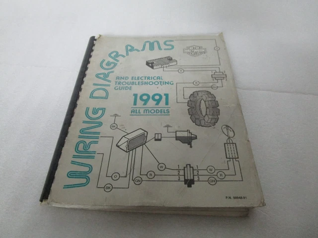 1991 HARLEY DAVIDSON ALL MODELS Wiring Diagrams Electrical Manual 99948 ...