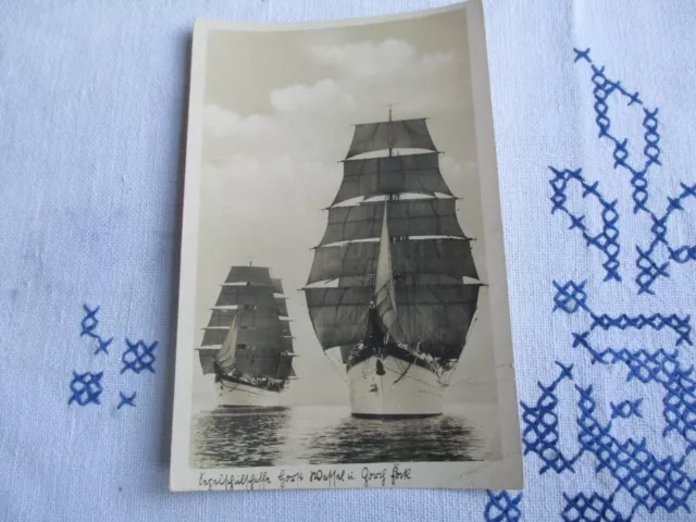 Segelschulschiff Horst Wessel + Gorch Fock Warnemünde 1939  AK  echtes Foto