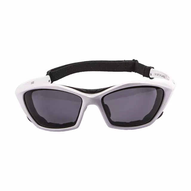 OCEAN LAKE GARDA Floating Sunglasses Kiteboarding, Shiny White & Smoke Lens
