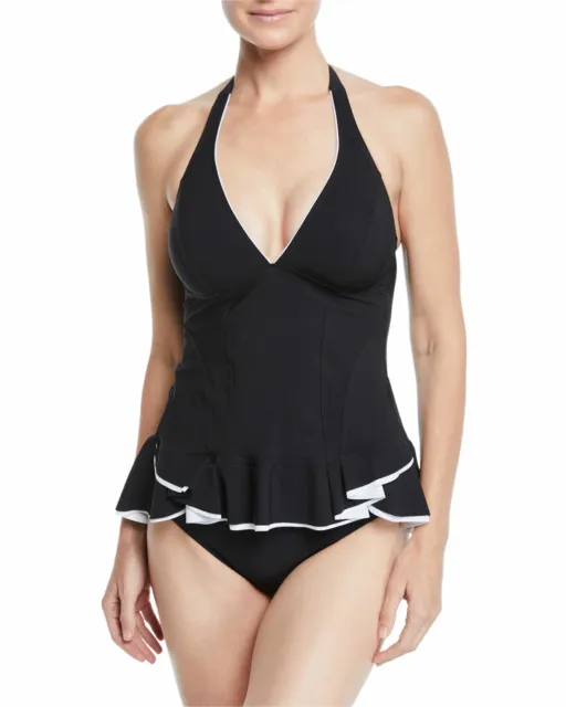 Profile Gottex Belle Curve Peplum Tankini Ruched Brief Size 6 Swimsuit NWT $146