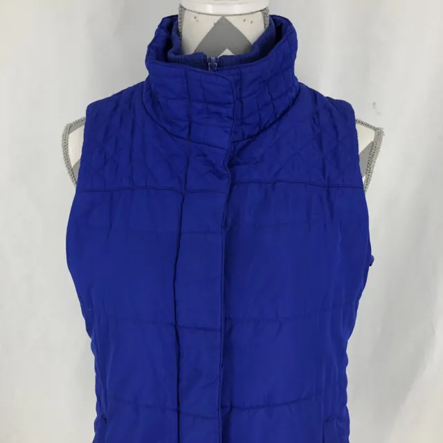 Motherhood Maternity Quilted Puffer Vest Full Zip Snap Blue Small
