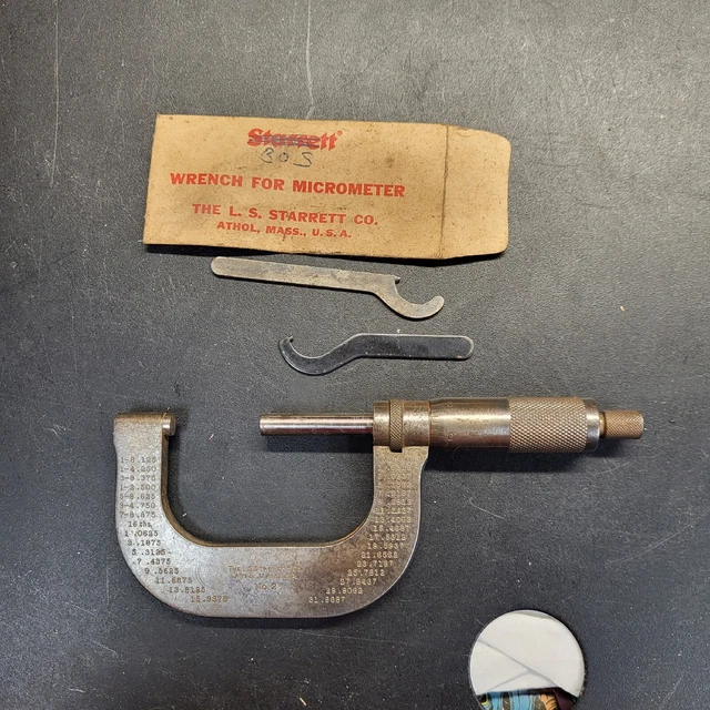 STARRETT No. 2 Outside Machinist Micrometer  1-2" W/ Wrenchs