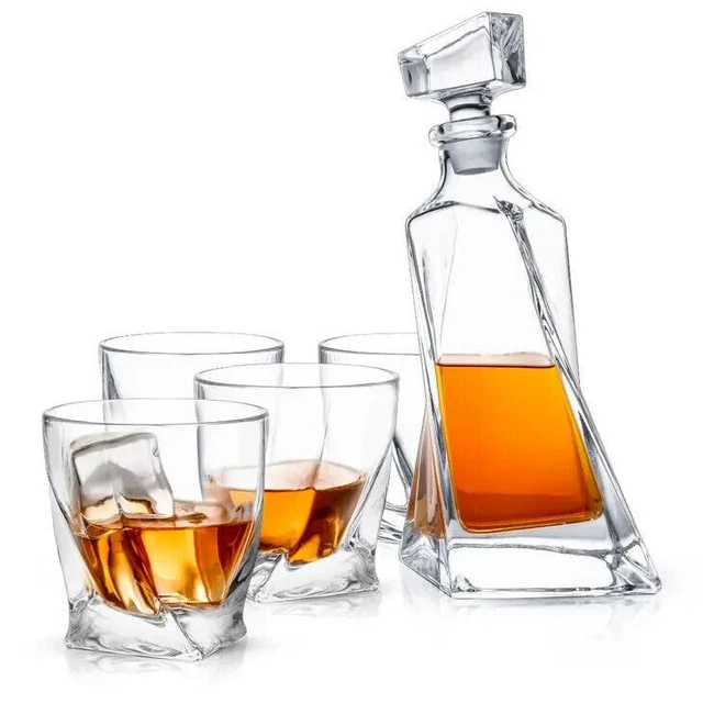 JoyJolt Atlas Crystal 5 pezzi Decanter Set 22 oz Decanter e 4 10,8 oz. Whisky