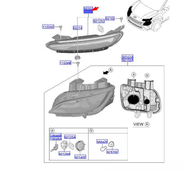 HYUNDAI KONA MK1 Front Right Day Running Light 92208J9600 NEW GENUINE