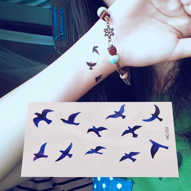 Pegatinas FakeTattoo Liberty Birds Fly Impermeable Tatuajes Temporales Palo ZR