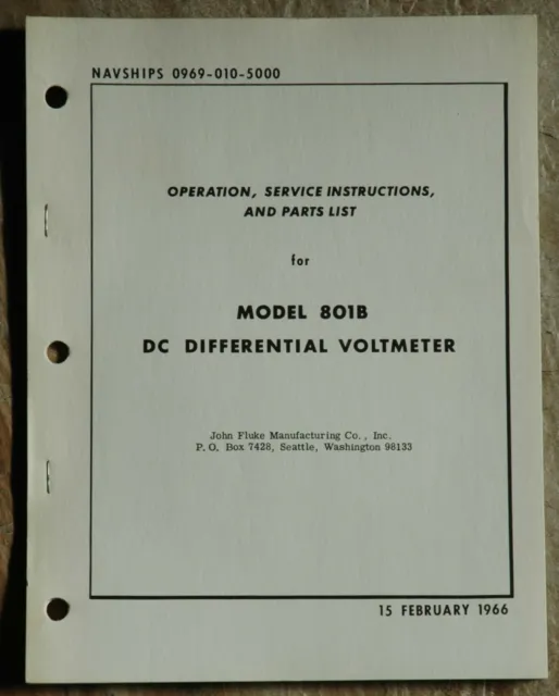 Fluke Model 801B Differential Voltmeter Manual