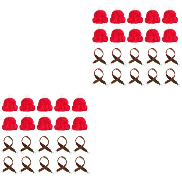 40 piezas Elegante Navidad Mini Bufanda y Sombrero Decoración Muñeca Ropa Accesorios K