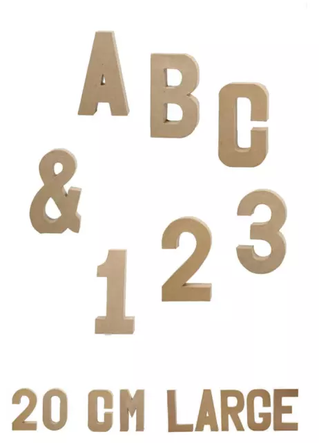 Buchstaben + Zahlen 20,5 cm hoch aus Pappe, Pappmache Papp-Art, Deko Schrift