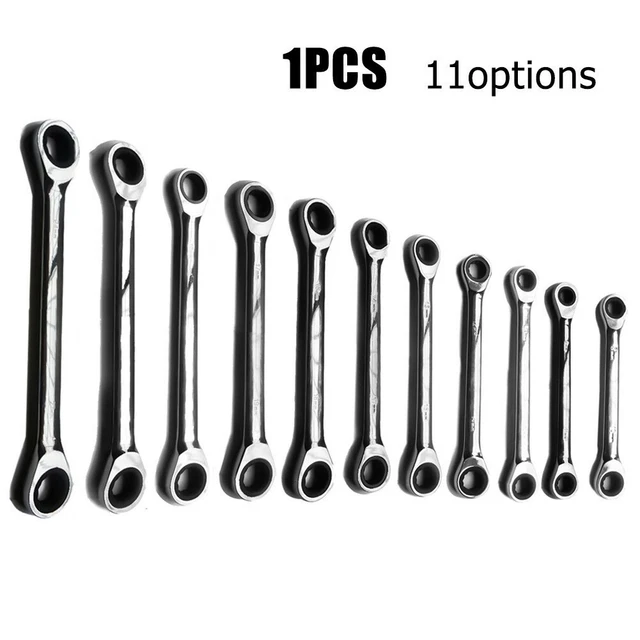 Double Tête Cliquet Combinaison Wrenches Main Outil for Nut Clé Finition Chromée 2