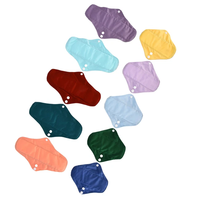 (Soild) 10 un. almohadillas menstruales reutilizables bambú carbón lavables loth menstrual