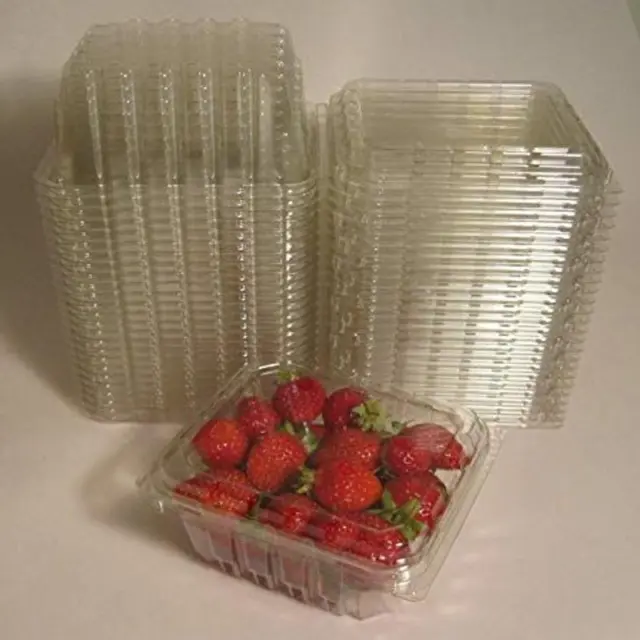 Plastic Clamshell Containers for Berries, Cherry Tomatoes, Clear transparent