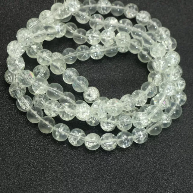 100 pcs White Crackle Cracked Round Glass Crystal Charm Beads 8mm Craft DIY