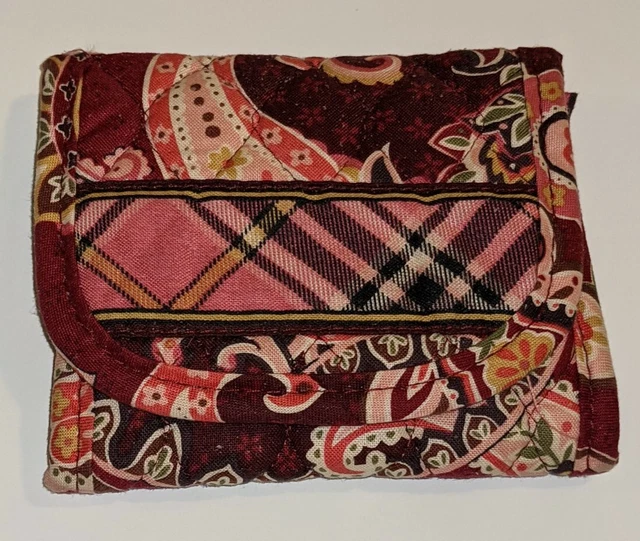vera bradley red pattern tri - fold wallet