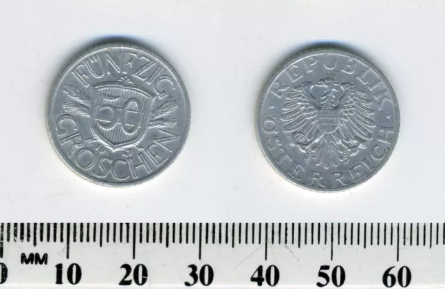Austria 1947 - 50 Groschen Aluminum Coin - Imperial Eagle with Austrian shield 3
