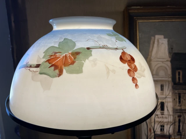 Vintage Floral GWTW Hand Painted Shade Red Green ￼ Blue Fitter 7” T 13 3/4” OD
