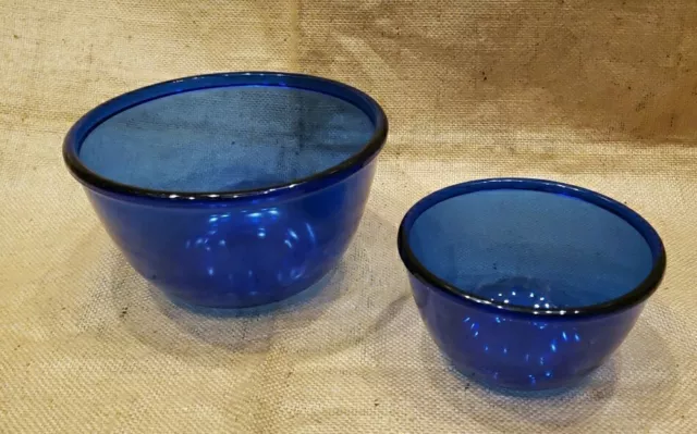 Vintage Aroroc French Cobalt Blue Mixing Bowls(2 sizes) Rolled Rim