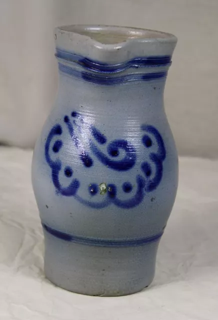 B6/ alter Steingut Krug - Grau Blau - 1 Liter - ca. 21 cm. - ca. 1,05 Kg. /S199