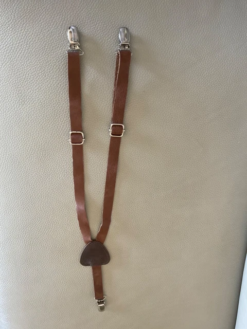 Vintage Small Childs Brown Leather Little Mister Suspenders, Great Condition 