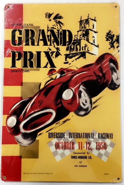 Plaque Métal Vintage Grand Prix F1 - Décoration Course Auto Rétro - 30x20 Cm