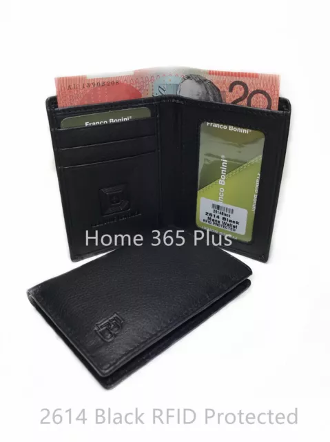 Franco Bonini Men's Genuine Leather RFID Blocking Slim Cardholder Mini Wallet