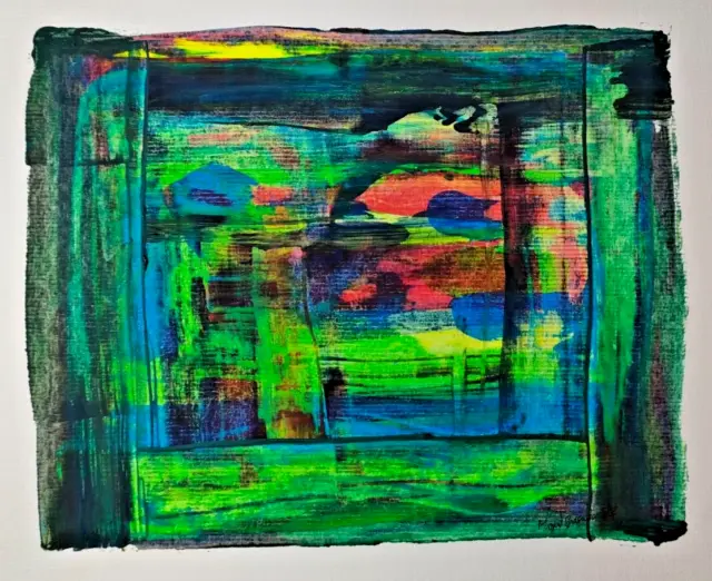 Original acrylic abstract painting. Acrylic on paper.