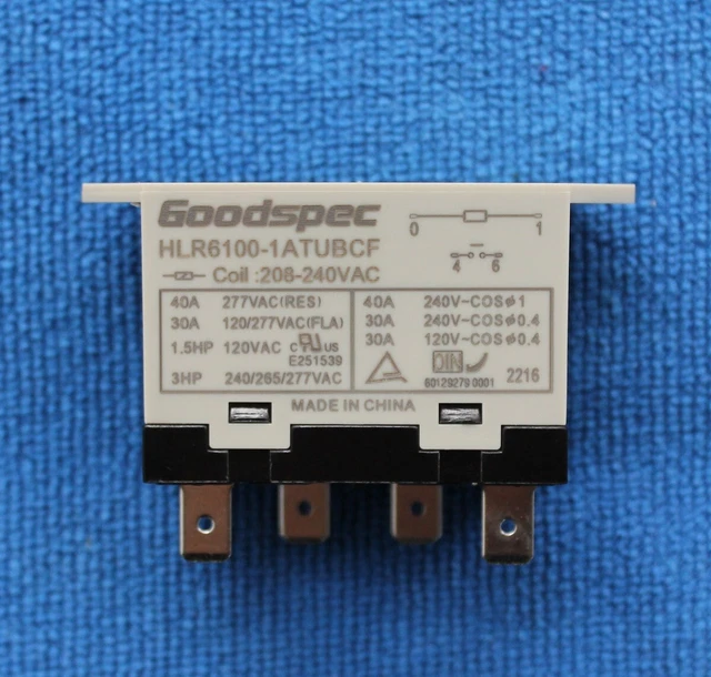 Goodspec HLR6100-1ATUBCF Compressor Relay - 4 Pins, 40A, 208-240VAC
