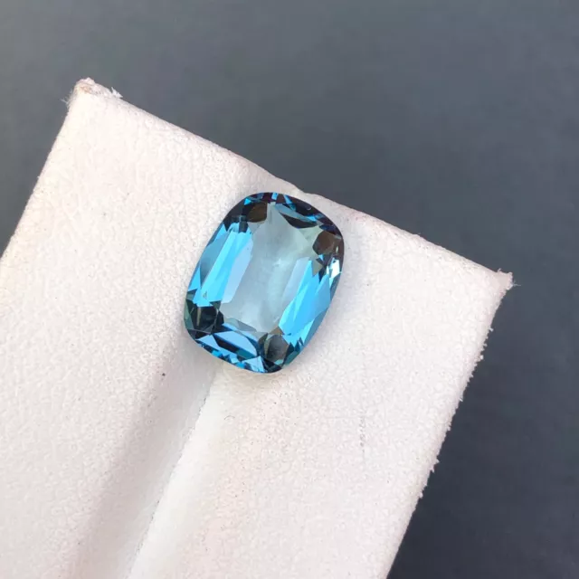 Natural Cut 5.55 Carat London Blue Topaz Cushion Faceted Loose Gemstone