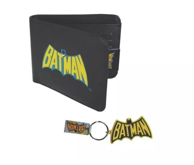 Official Dc Comics Batman Bi Fold Wallet And Keyring Keychain Set New & Gift Box