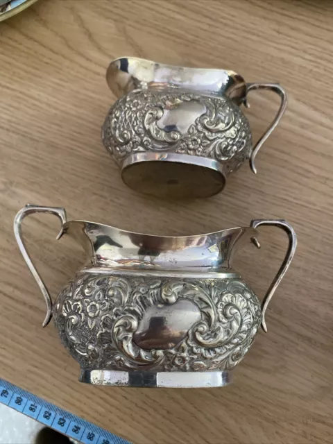 Antique Henry Wilkinson Silver Plated Creamer And Sugar Bowl