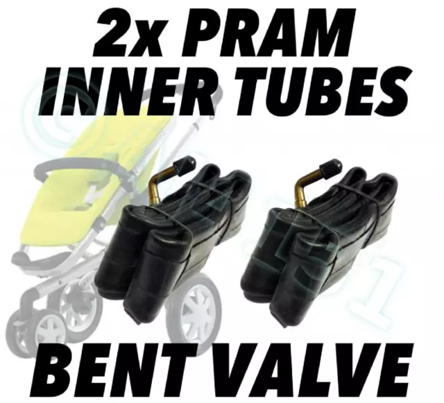 2 x PRAM INNER TUBES BENT VALVE FOR O' BABY ZEZU BUGGYS