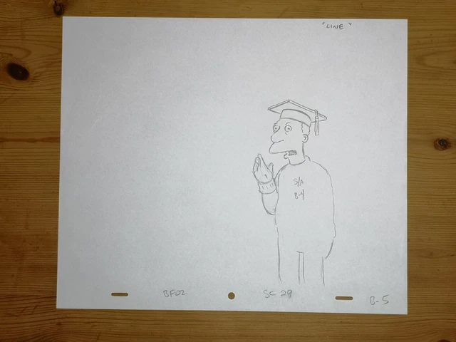 Carlson Animation THE SIMPSONS CARL Carlson Original Animation Production Drawing Cel ...