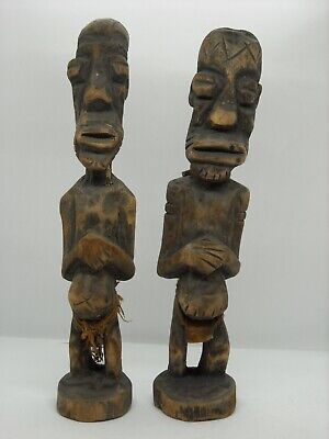African Antique Pair of Wooden Statues.