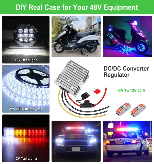 DC 36V/48V To DC12V Car Voltage Converter Step Down Car Power Supply Waterproof